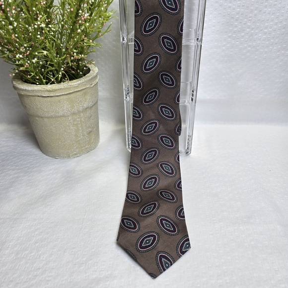 Resilio Collegiate Brown Patterned Tie Skinny Tie EUC Mens - Picture 4 of 5